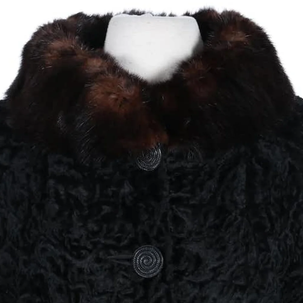 Vintage Black and Brown Fur Trimmed Jacket - Picture 2 of 9